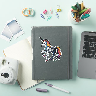 Sticker Amoureux de licorne squelette drôle déguisement Ha