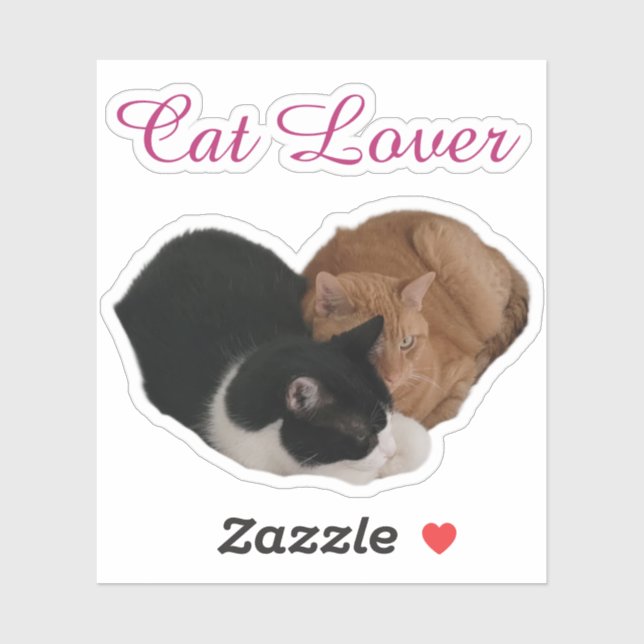 Sticker Amoureux des chats avec un cœur de chat (Feuille)