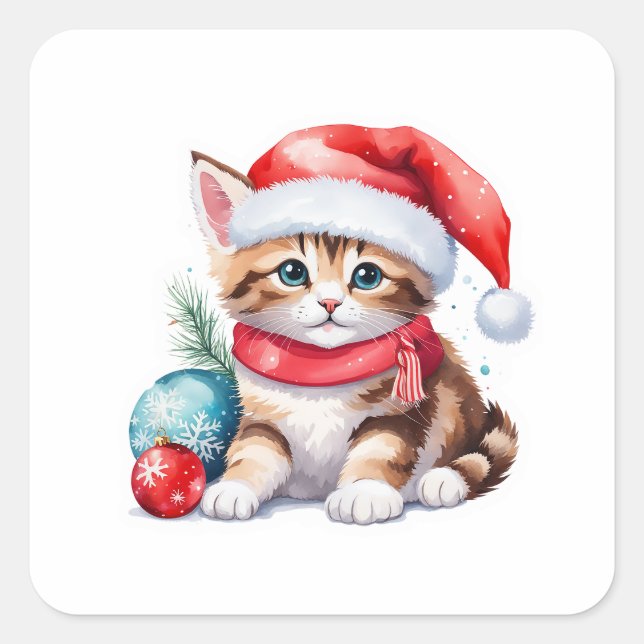 Sticker Amoureux des chats de Noël - Kitty et cade (Devant)