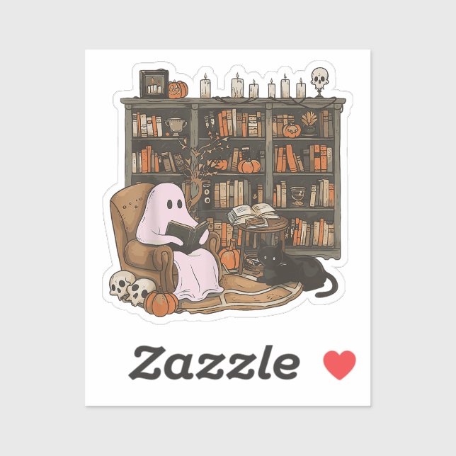 Sticker Amoureux des chats du livre de lecture Ghost Hallo (Feuille)