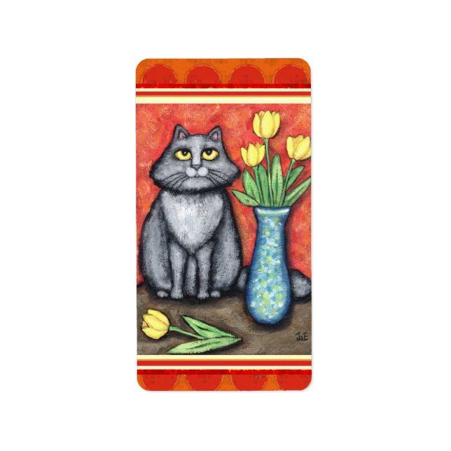Sticker Amoureux des chats gris / Étiquette (Devant)