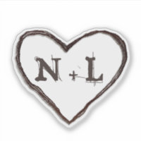 Amoureux sculptés Initiales du coeur rustique Mono