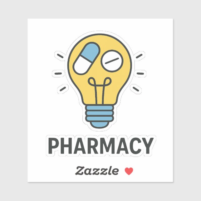 Sticker ampoule avec deux pilules médicales à l'intérieur (Feuille)