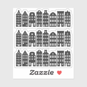 Sticker Amsterdam Canal Row Maisons Néerlandaises Grachten