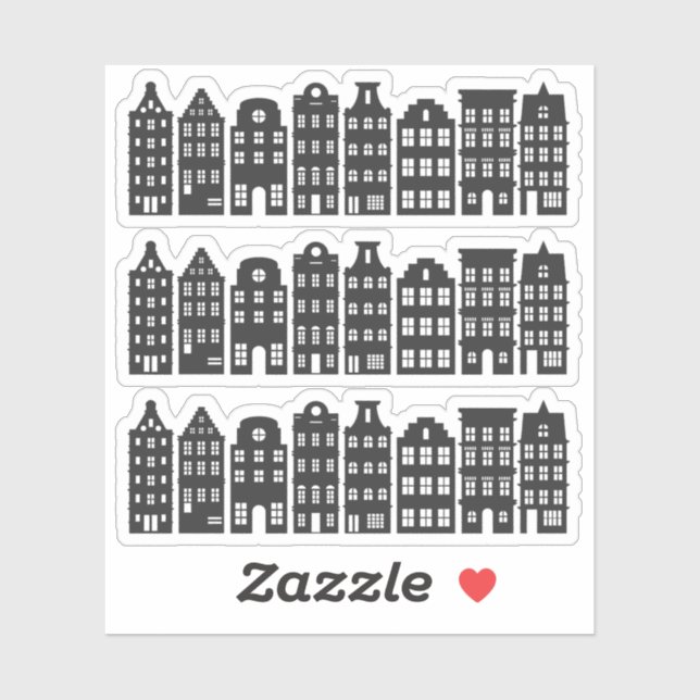 Sticker Amsterdam Canal Row Maisons Néerlandaises Grachten (Feuille)