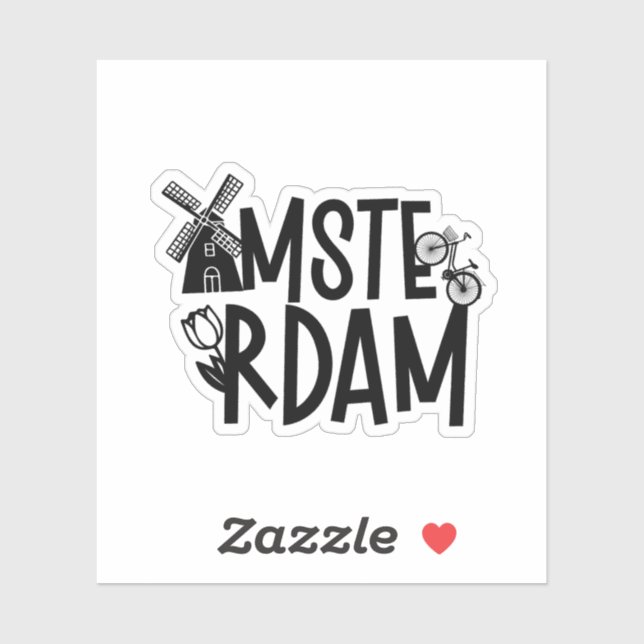 Sticker Amsterdam Pays-Bas Souvenir de voyage (Feuille)