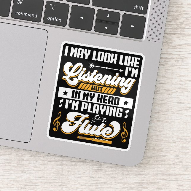Sticker Amusant à écouter dans ma tête Je joue dans ma flû (Détail)