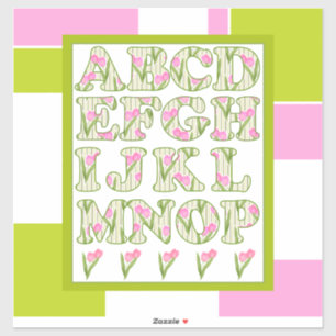 Sticker Amusant alphabet, alphabet fleuri, alphabet