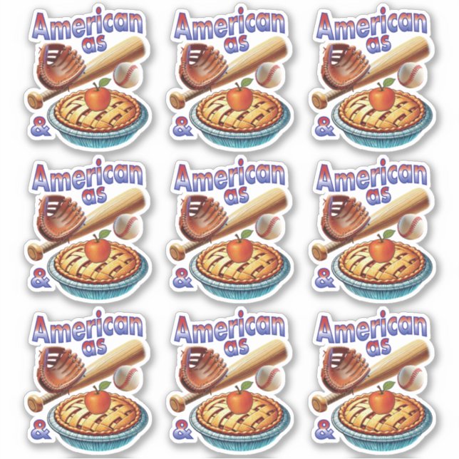 Sticker Amusant américain comme Baseball & Pomme Pie (Devant)