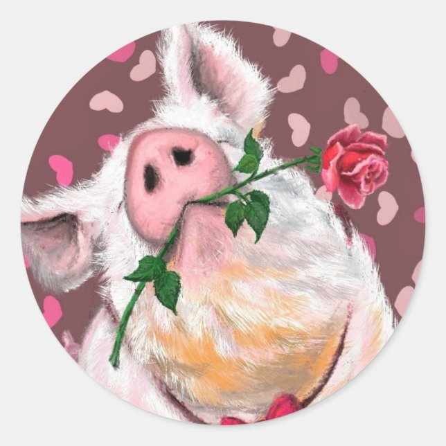 Sticker amusant avec un cochon Gentleman - Amour (Devant)