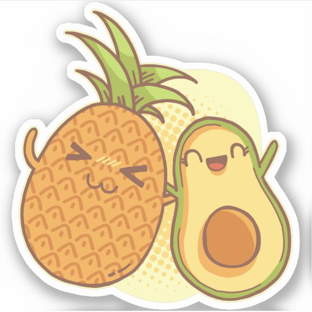 Sticker Amusant Avocado Ananas Best Friends BFF Kawaii (Devant)