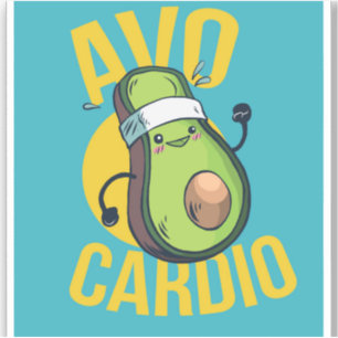 Sticker Amusant AVOCARDIO Avocado Exercice Cardio Graphiqu