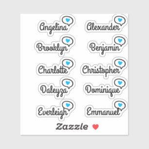 Sticker Amusant Bleu Coeur Discours Bubble Liste d'invités