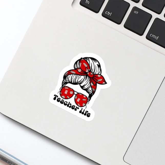 Sticker Amusant Chignon Méssé Enseignant École Rouge (Créateur téléchargé)