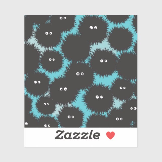 Sticker Amusant monstres noirs moelleux (Feuille)