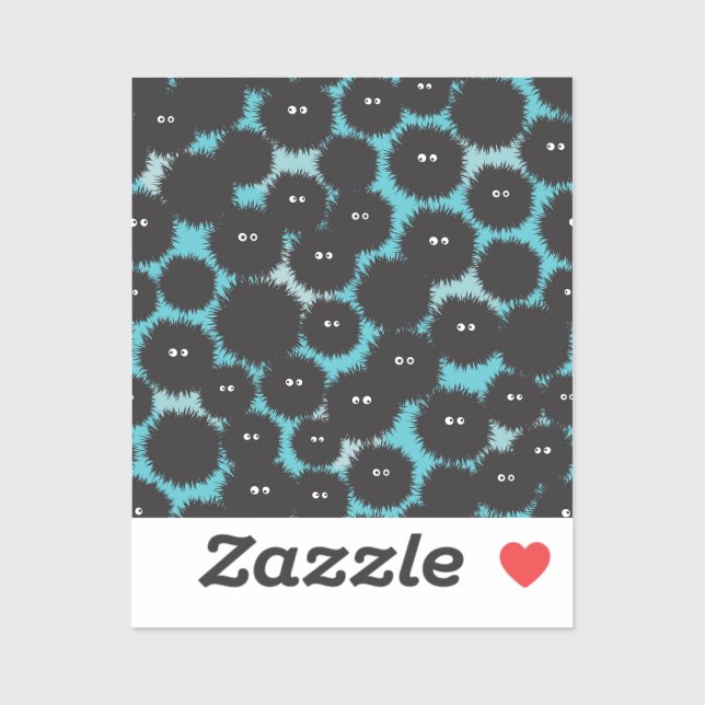 Sticker Amusant monstres noirs moelleux (Feuille)