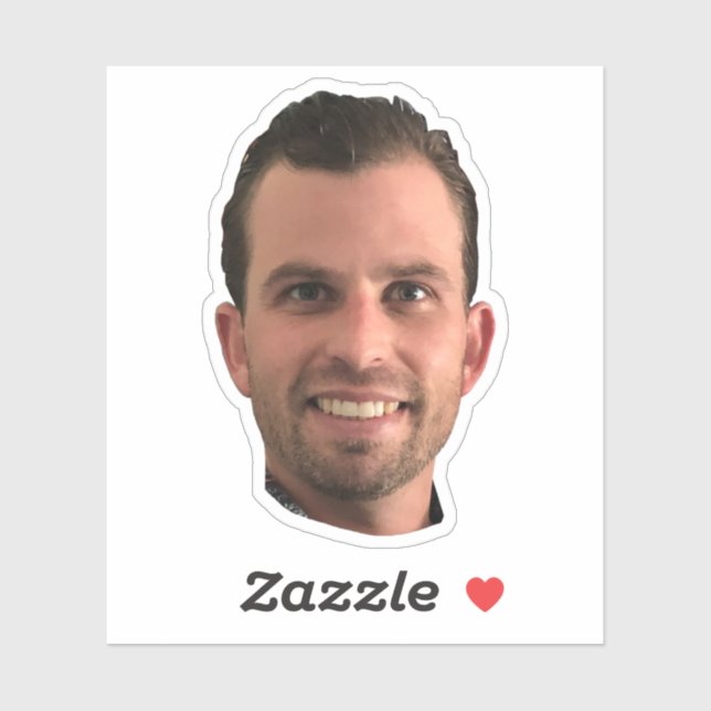 Sticker Amusant Photo Head Bachelorette Party Groom (Feuille)