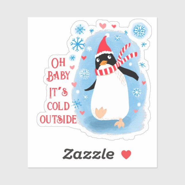 Sticker Amusant pingouin de vacances dans la neige (Feuille)