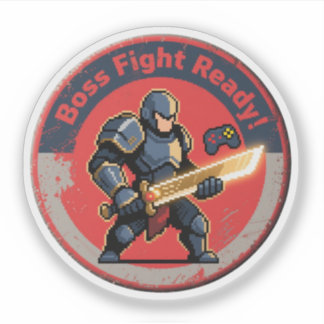 Sticker Amusant Vintage Boss Fight Ready Retro Design