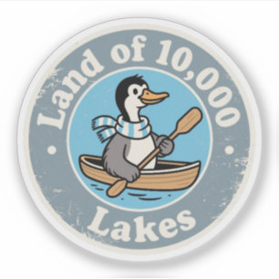 Sticker Amusant Vintage Minnesota Loon Bird Canoe Retro