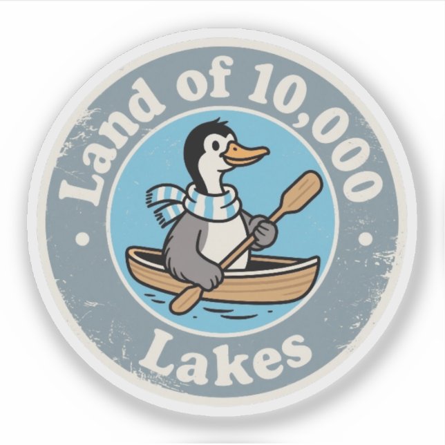 Sticker Amusant Vintage Minnesota Loon Bird Canoe Retro (Devant)