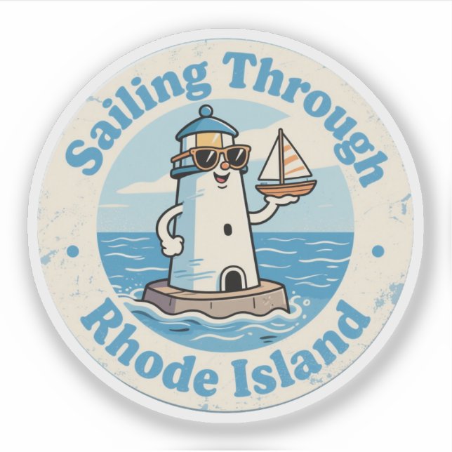 Sticker Amusant Vintage Phare de Rhode Island (Devant)