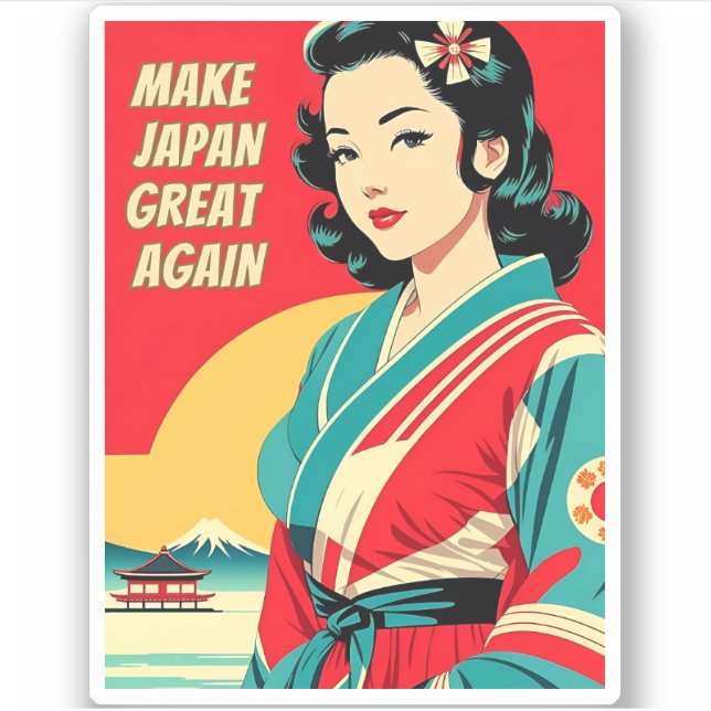 Sticker Amusant Vintage voyage Japon Humour style rétro (Devant)