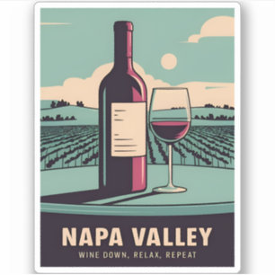 Sticker Amusant Vintage voyage Napa Valley Vin Humour