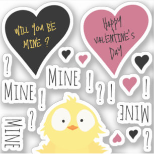 Sticker Amusement Mine Mine Mine Valentines Poulet Thème