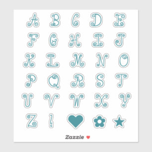Sticker Amusez Tourbillonnant Turquoise Police Alphabet In