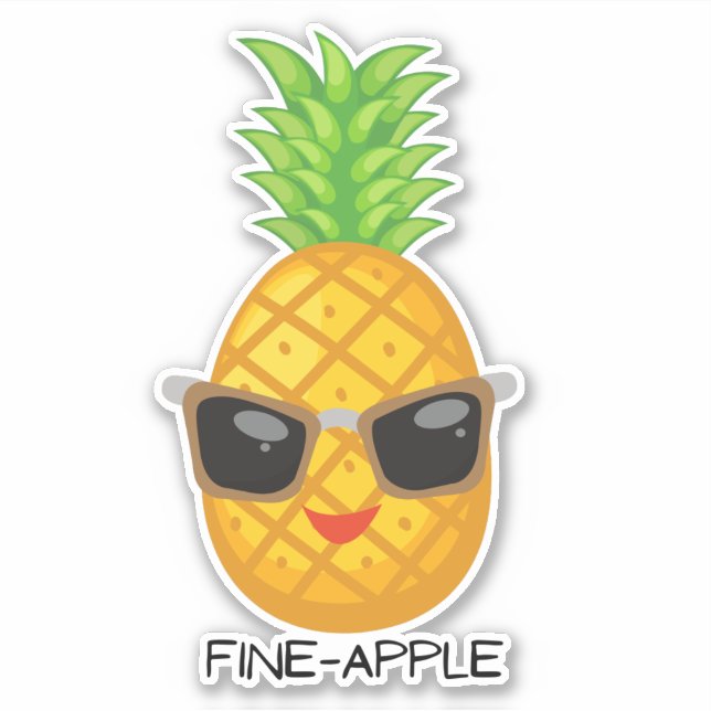 Sticker Ananas à la pelle de fruit amusant pour une boutei (Devant)