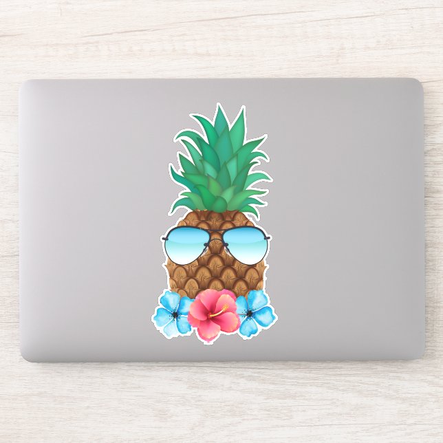 Sticker Ananas avec lunettes de soleil (Ordinateur)