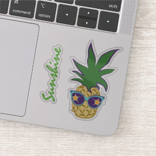 Sticker Ananas avec Lunettes de soleil bleues Texte person