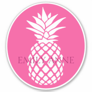 Sticker Ananas blanc prépa sur personnalisé rose