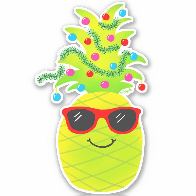 Sticker Ananas de Noël Tropical (Devant)