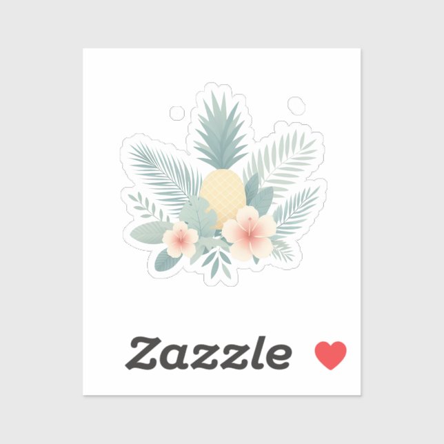 Sticker Ananas floral & Hawaiian (Feuille)