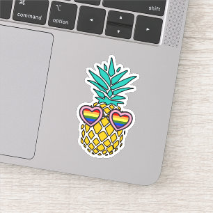 Sticker Ananas Lunettes de soleil à drapeau arc-en-ciel