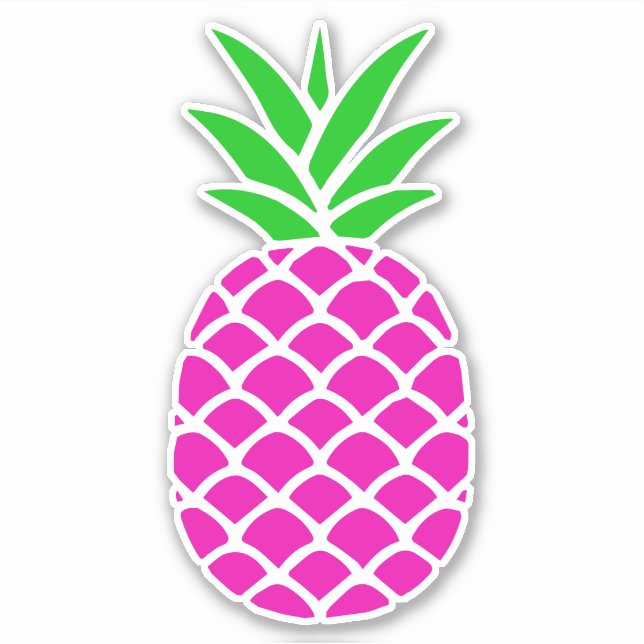 Sticker Ananas rose et vert Preppy (Devant)