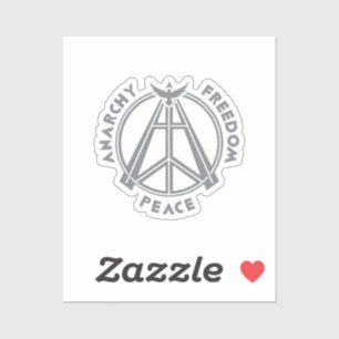 Sticker Anarchie, liberté et paix : Symbole d'anarchie mod