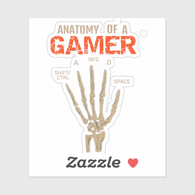 Sticker Anatomie d'un Gamer Skeleton Clavier (Feuille)