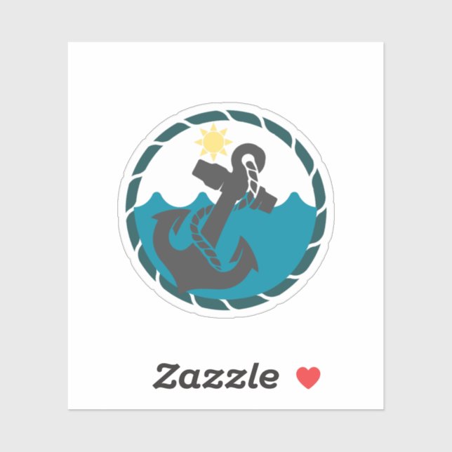 Sticker Ancrage bleu et noir nautique (Feuille)
