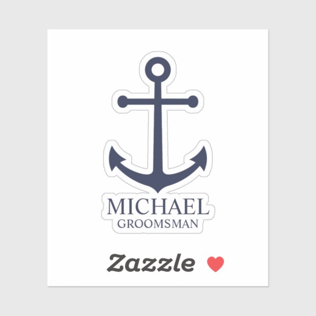 Sticker Ancre Bleue marine Nautique Groomsmen personnalisé (Feuille)