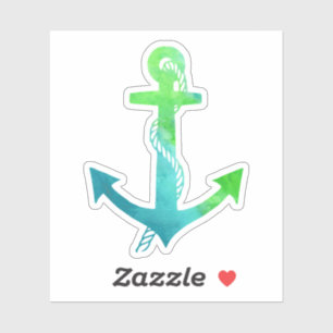 Sticker Ancre d'aquarelle marine verte et bleue