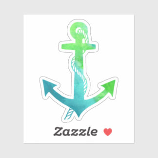 Sticker Ancre d'aquarelle marine verte et bleue