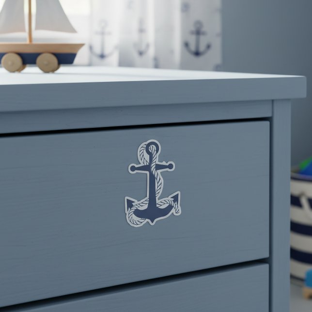Sticker Ancre nautique & corde Navy Blanc ID836 (Créateur téléchargé)