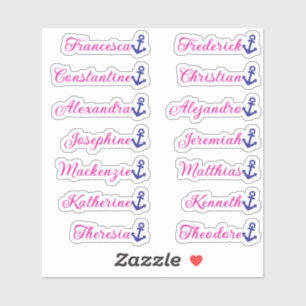 Sticker Ancre Rose Clair Mignonne 14 Liste de Noms d'Invit