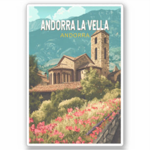 Sticker Andorra la Vella Travel Art Vintage