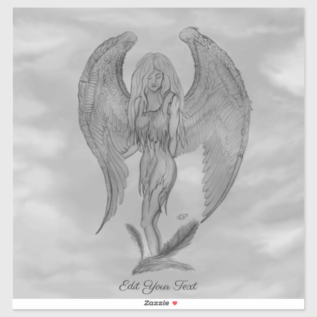Sticker Angel en style tatouage (Feuille)