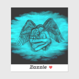 Sticker Angel Eros en amour, design noir et vert