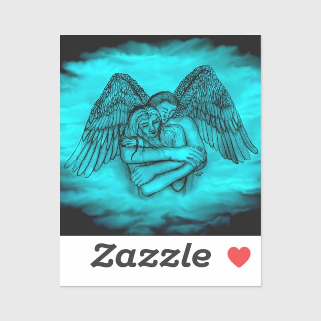 Sticker Angel Eros en amour, design noir et vert (Feuille)